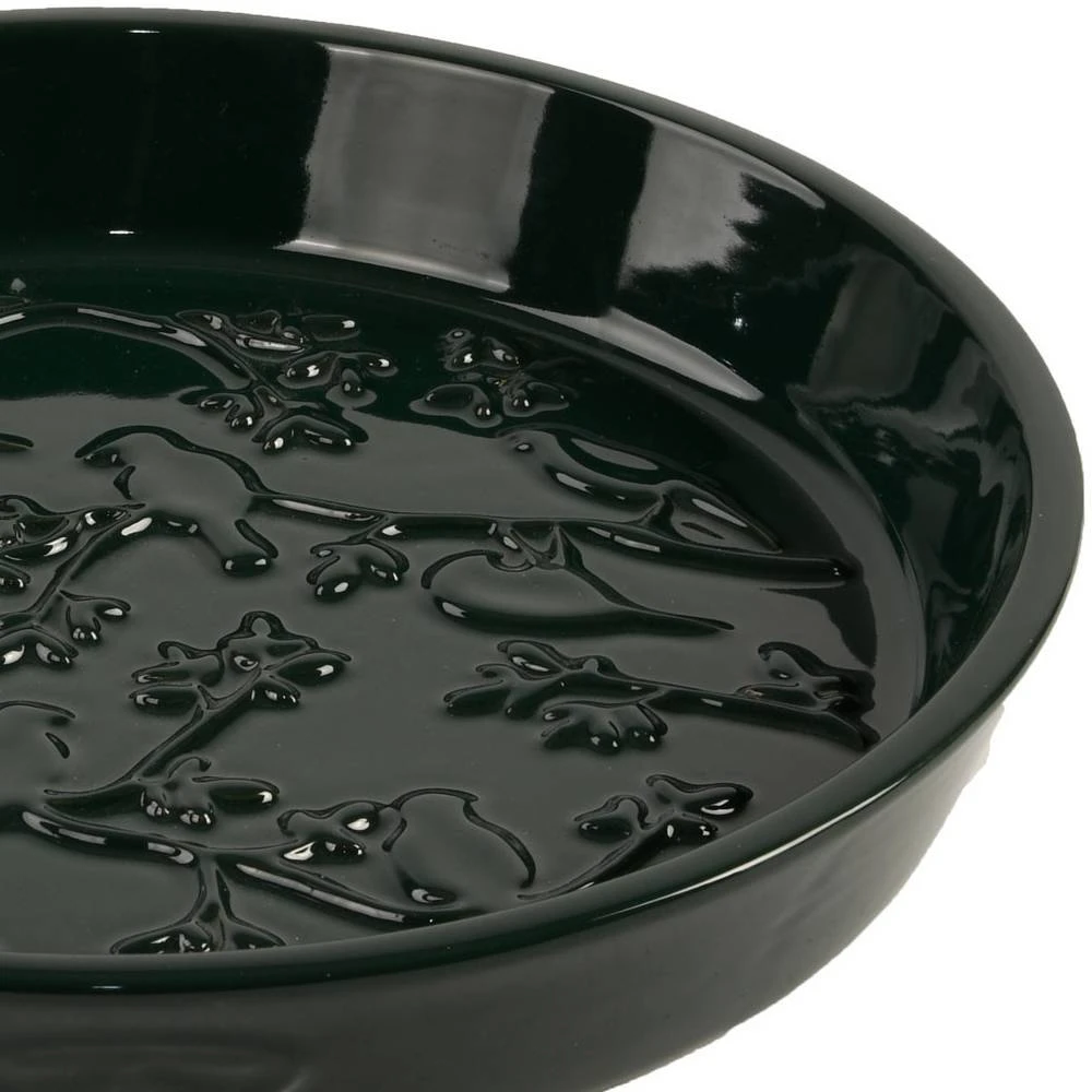 Vogeltränke Mit Keramik-Relief, Grün, Ca. Ø 28 X 5 Cm 4 Vogeltränke Mit Keramik-Relief, Grün, Ca. Ø 28 X 5 Cm – Bild 2