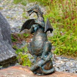 Rottenecker Bronze-Drache Mit Walnuss, Wasserspeiend, 29 X 19 X 11 Cm -Gartenbedarf Geschäft 0980306260 Drache mit Walnuss H29xB19xL11cm1 75588