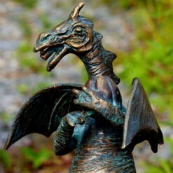 Rottenecker Bronze-Drache Mit Walnuss, Wasserspeiend, 29 X 19 X 11 Cm -Gartenbedarf Geschäft 0980306260 Drache mit Walnuss H29xB19xL11cm2 75587