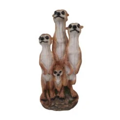 Dekofigur Erdmännchen-Familie, Braun, 40 Cm