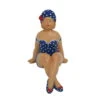 Dekofigur Badende Frau Sitzend, Blau/weiß, 18 X 14 X 19 Cm -Gartenbedarf Geschäft 0980306784 Badende Frau sitzend mit Blume H18 x B14 x T19 cm 122176