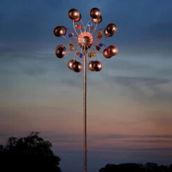 Solarwindrad Venti, Integrierte Solar Glaskugeln, Höhe 130 Cm -Gartenbedarf Geschäft 0980403912 Windrad Venti 64772