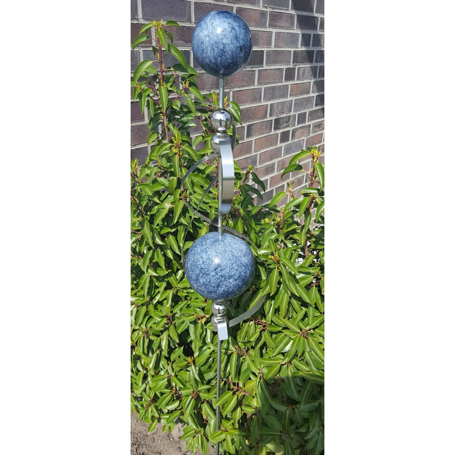 Beetstecker Venus Aus Edelstahl Mit 6 Kugeln Und Stab, Marmor In Blau, Maße 150 X 22 X 50 Cm 4 Beetstecker Venus Aus Edelstahl Mit 6 Kugeln Und Stab, Marmor In Blau, Maße 150 X 22 X 50 Cm – Bild 2