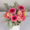 Gemischter Blumenbund 'Glücksmoment' Inkl. Gratis Grußkarte -Gartenbedarf Geschäft 1025700003 DIY Mixbund Gluecksmoment Gerbera Lisianthus Euka Statice 2 d 100170