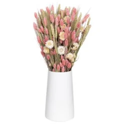 Weißer Trockenstrauß & Rosa Glanzgras, 3er-Set, Länge Ca. 55 - 70 Cm -Gartenbedarf Geschäft 1055300004 Trockenstrauss weiss Phalaris rosa 1 83167