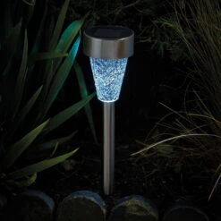 Mosaic Solarpfahlleuchte, Edelstahl / Glas, Silber / Bunt, 36 X 7,5 Cm, 6er Pack -Gartenbedarf Geschäft 2950100372 Solarpfahlleuchte Mosaic Stimmung blau 61370