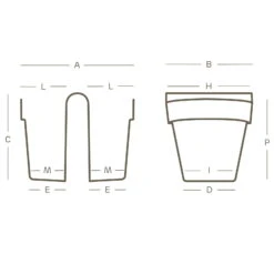 Balkon-Hängetopf Be Up Duo Mit Wasserreservoir, Apfelgrün, 25 Cm, Erdvol. 8 L -Gartenbedarf Geschäft 3210103537 Balkon Haengetopf Be Up Duo technische Zeichnung 111251 1