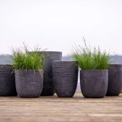 Pflanzgefäß 'Smooth', Grau, Ø 35 X H 34 Cm -Gartenbedarf Geschäft 3210104122 3210104123 3210104124 3210104125 pflanzgefaess rib smooth 116915 1