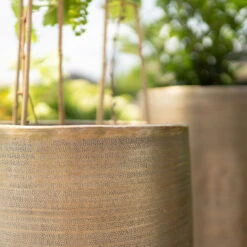 Pflanzgefäß 'Rowen', Gold, Ø 41 X H 72 Cm -Gartenbedarf Geschäft 3210801630 3210801631 3210801632 3210801633 Pflanzgefaess Rowen gold 3 115016