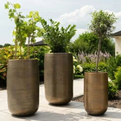 Pflanzgefäß 'Rowen', Gold, Ø 41 X H 72 Cm -Gartenbedarf Geschäft 3210801630 3210801631 3210801632 3210801633 Pflanzgefaess Rowen gold 8 115020