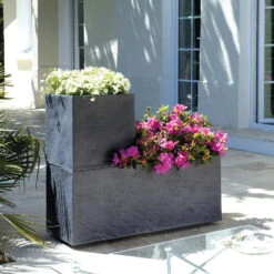 Pflanztrog 'Volcania Dado', Anthrazit, L 39,5 X B 39,5 X H 43,5 Cm -Gartenbedarf Geschäft 3230101084 Pflanztrog Volcania Dado anthrazit 39x39xH43cm 31Ltr2 75429