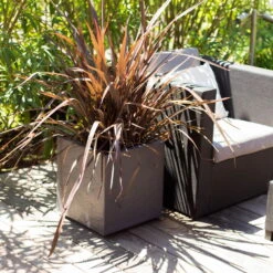 Pflanztrog 'Volcania Dado', Anthrazit, L 39,5 X B 39,5 X H 43,5 Cm -Gartenbedarf Geschäft 3230101084 Pflanztrog Volcania Dado anthrazit 39x39xH43cm 31Ltr7 75427