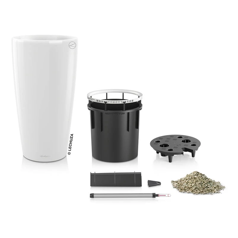 LECHUZA Rondo Premium 40, Weiß Hochglanz, All-in-One-Set, Ø 40 Cm, H:75 Cm 5 LECHUZA Rondo Premium 40, Weiß Hochglanz, All-in-One-Set, Ø 40 Cm, H:75 Cm – Bild 3