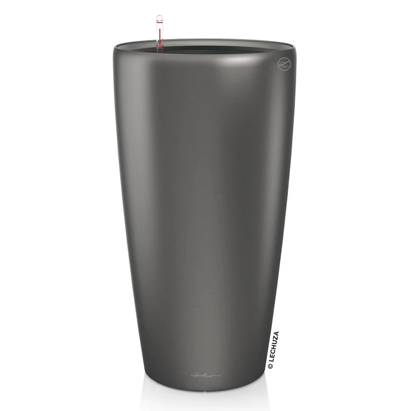 LECHUZA Rondo Premium, All-in-One-Set, Anthrazit-metallic, Ø 33 Cm, H:56 Cm 4 LECHUZA Rondo Premium, All-in-One-Set, Anthrazit-metallic, Ø 33 Cm, H:56 Cm – Bild 2