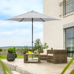 Mittelstockschirm 'Sevilla', Ø Ca. 270 Cm -Gartenbedarf Geschäft 3910503154 Sonnenschirm Sevilla silbergrau 5 90487