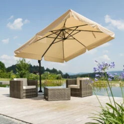 Sonnenschirm 'Rhodos', 300 X 300 Cm, Natur -Gartenbedarf Geschäft 3910503191 Sonnenschirm Rhodos natur 4 91436