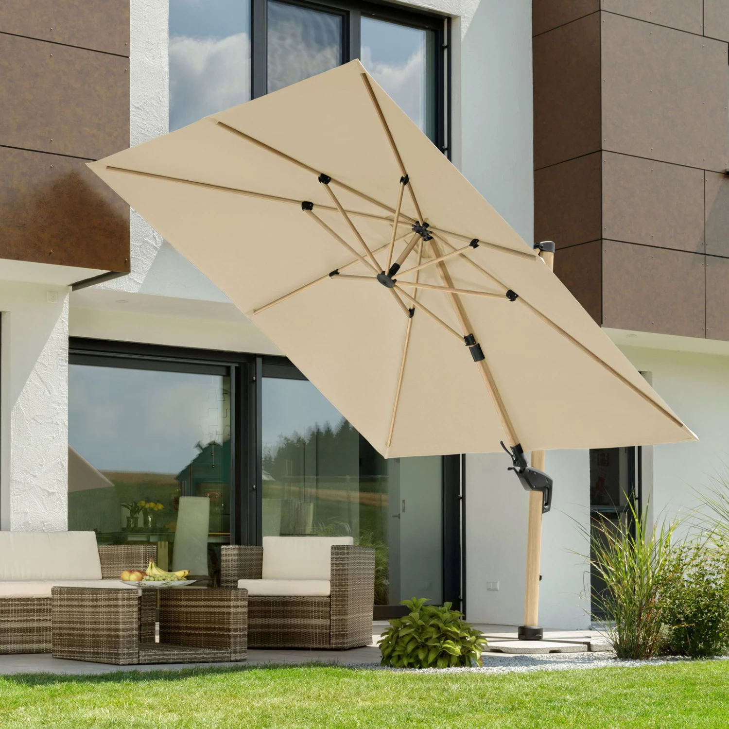 Sonnenschirm 'Rhodos Twist Woody', Natur, Ca. 300 X 300 Cm 3 Sonnenschirm 'Rhodos Twist Woody', Natur, Ca. 300 X 300 Cm