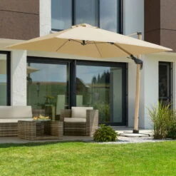 Sonnenschirm 'Rhodos Twist Woody', Natur, Ca. 300 X 300 Cm 22 Sonnenschirm 'Rhodos Twist Woody', Natur, Ca. 300 X 300 Cm -Gartenbedarf Geschäft 3910503265 Pendelschirm Rhodos Twist Woody natur 17 102968