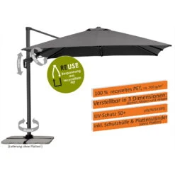 Pendelschirm 'Rhodos', Anthrazit, Ca. 300 X 300 Cm 26 Pendelschirm 'Rhodos', Anthrazit, Ca. 300 X 300 Cm -Gartenbedarf Geschäft 3910503326 Pendelschirm Rhodos Twist Green Style ca 300x300cm anthrazit 3 119126