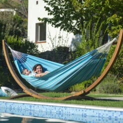 LA SIESTA Hängematte 'Modesta', Azure, Doppel - L 350 X B 160 Cm 9 LA SIESTA Hängematte 'Modesta', Azure, Doppel - L 350 X B 160 Cm -Gartenbedarf Geschäft 3940200337 Doppel Haengematte Modesta Azure Bio Baumwolle 3 106111
