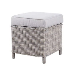 Hocker "Heidelberg", Ca. 40 X 40 X H 45 Cm, Stone Grey, Rattanbaun
