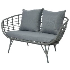 Loungegruppe 'Evora', 4-teilig, Grau -Gartenbedarf Geschäft 3950101015 Alu Geflechtgruppe Evora 4tlg grau inkl Kissen 3 99291